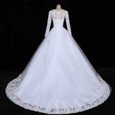 Floral Mermaid Tulle Lace Vintage Long Sleeves Wedding Dresses MyChicDress